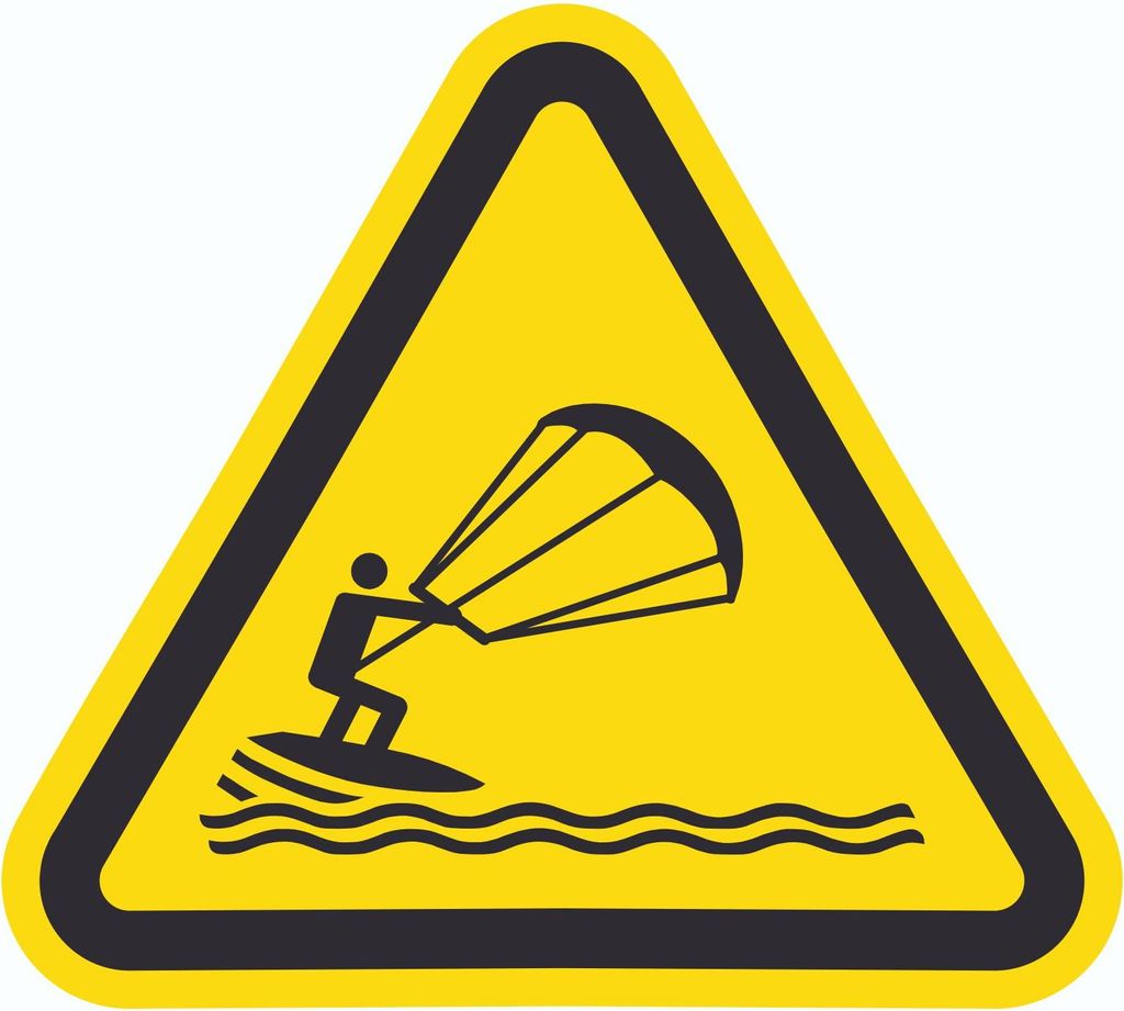 Aufkleber Dreieck Warnung Kitesurfer Symbol D50mm