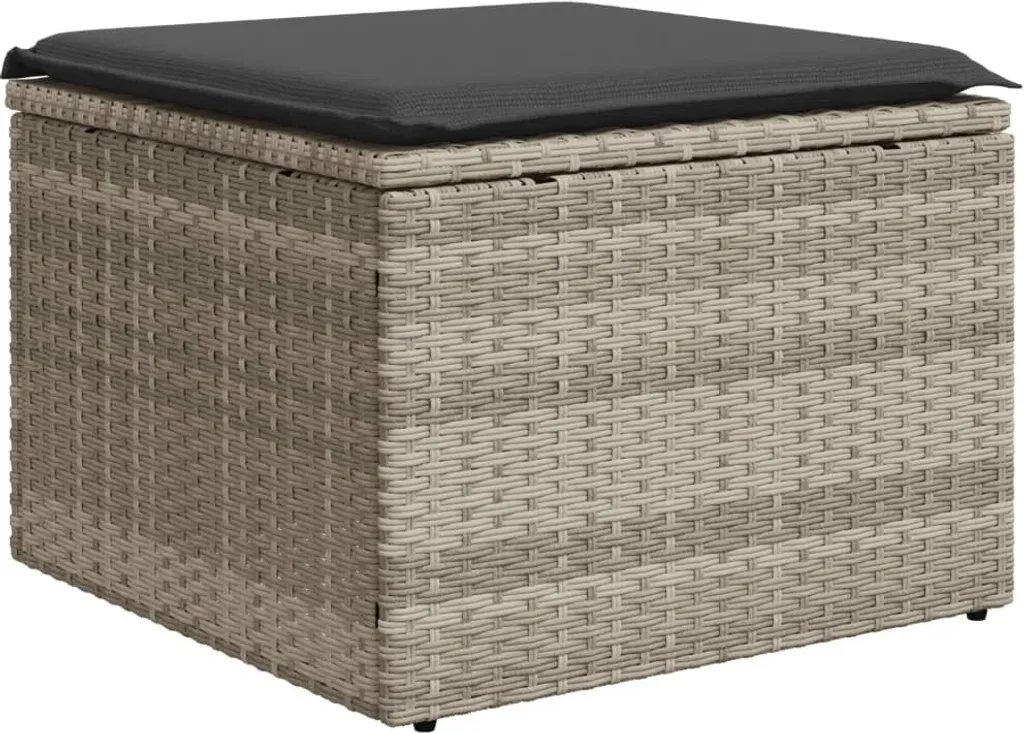 vidaXL Sgabello da giardino con cuscino Grigio chiaro 55x55x37 cm Poli rattan