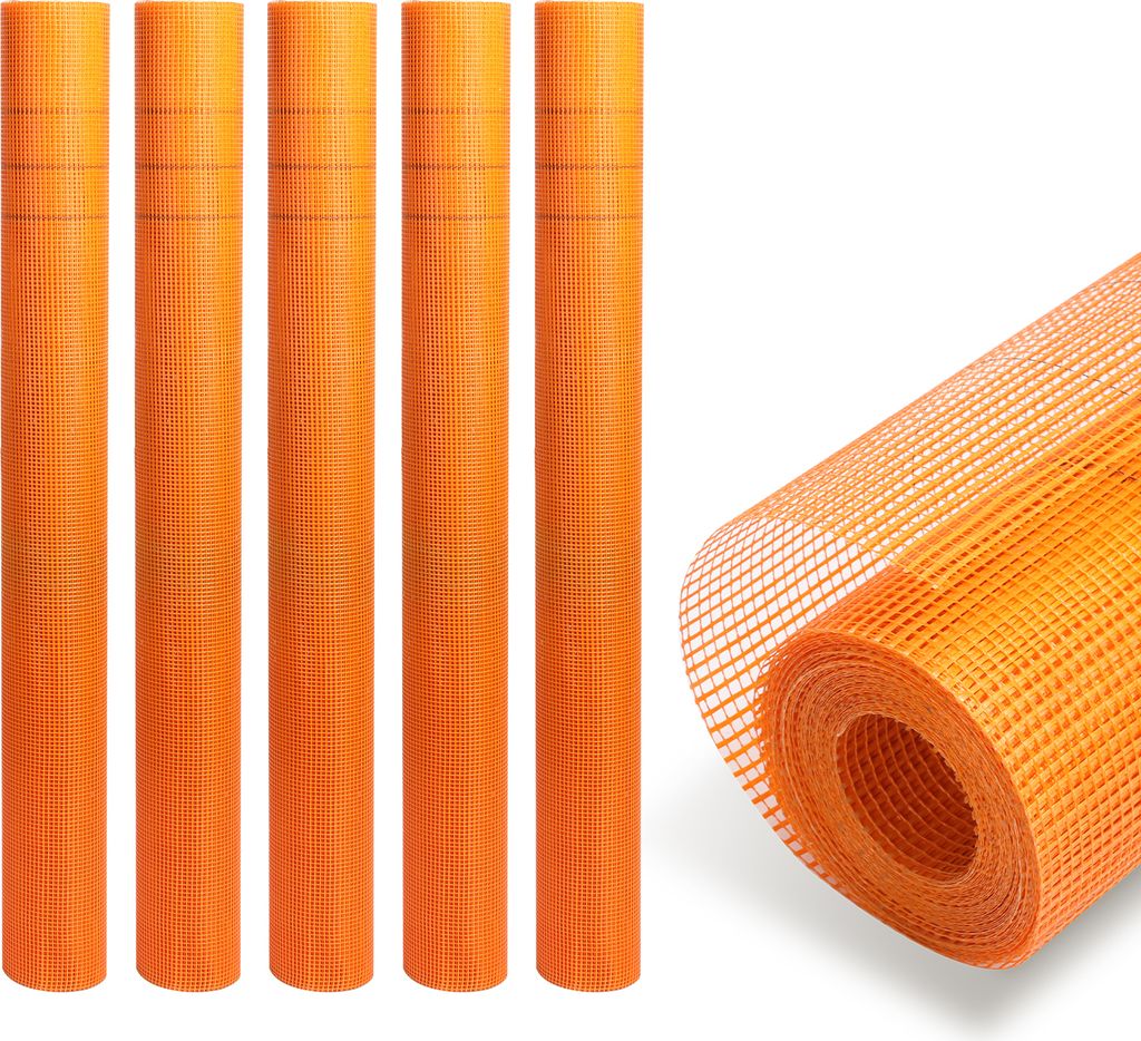 TolleTour 5 Rolle Armierungsgewebe 160g/m² 4x4mm Putzgewebe Glasfasergewebe Gewebe Orange 250m²