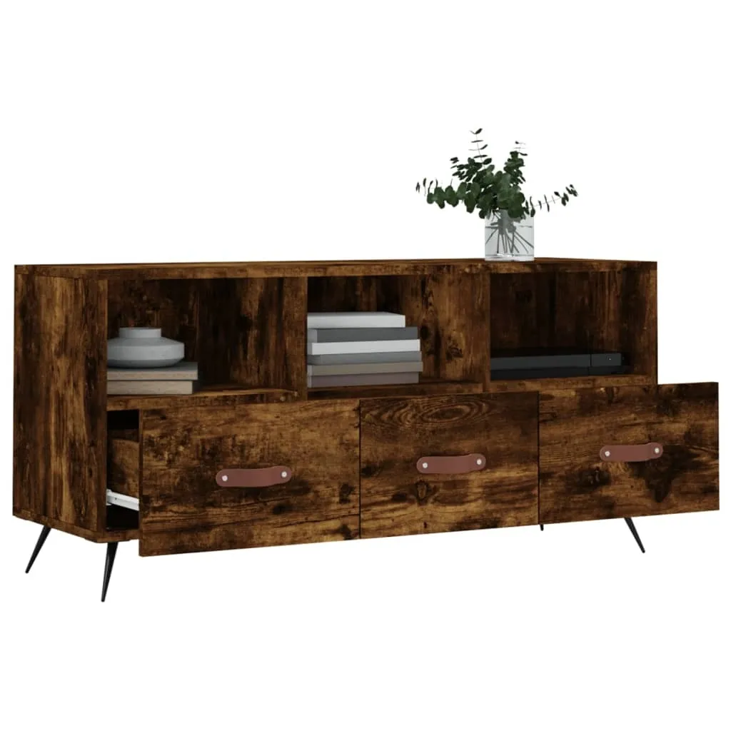 Porta TV Rovere Fumo 102x36x50 cm | Mobile Legno con Ripiani - 4