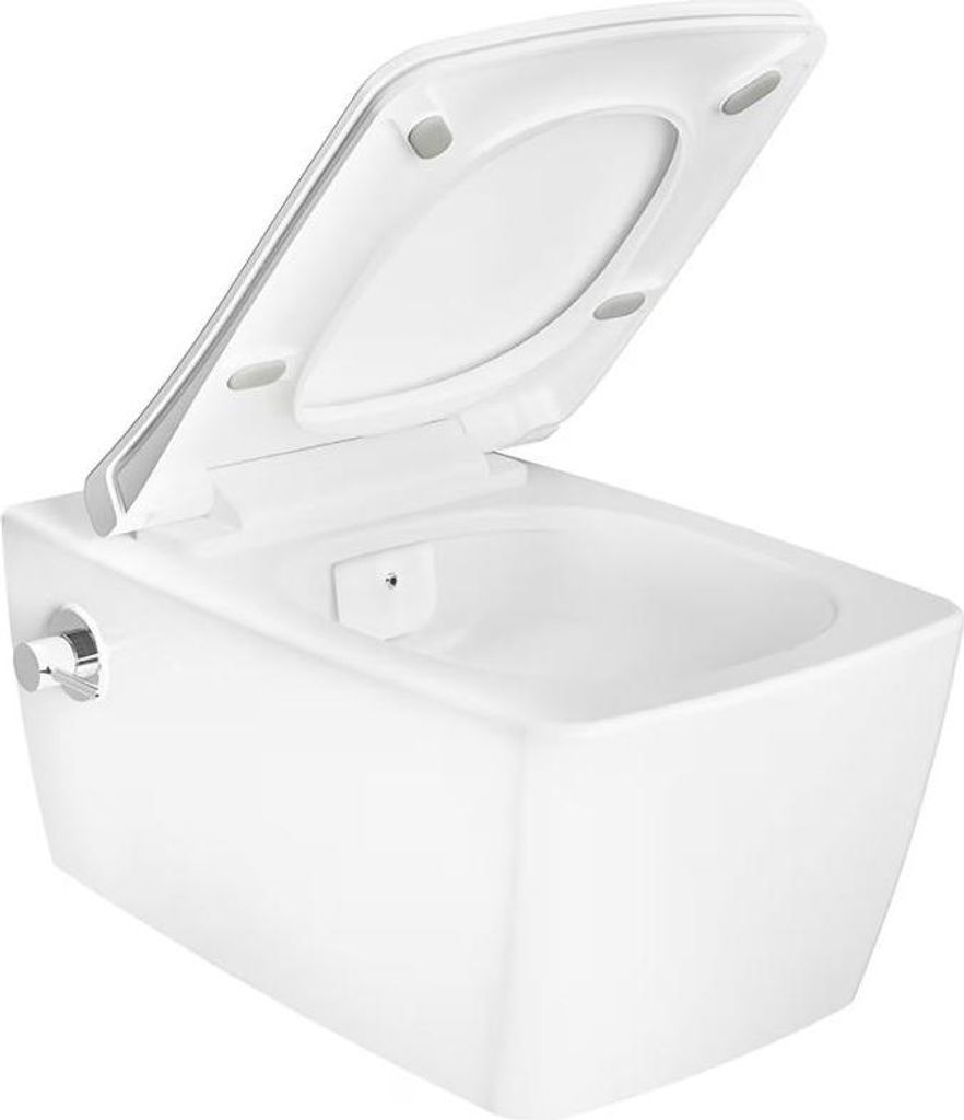 VitrA Aquacare Metropole Wand-Tiefspül-WC-Set mit Bidetfunktion, mit WC-Sitz mit integrierter Armatur