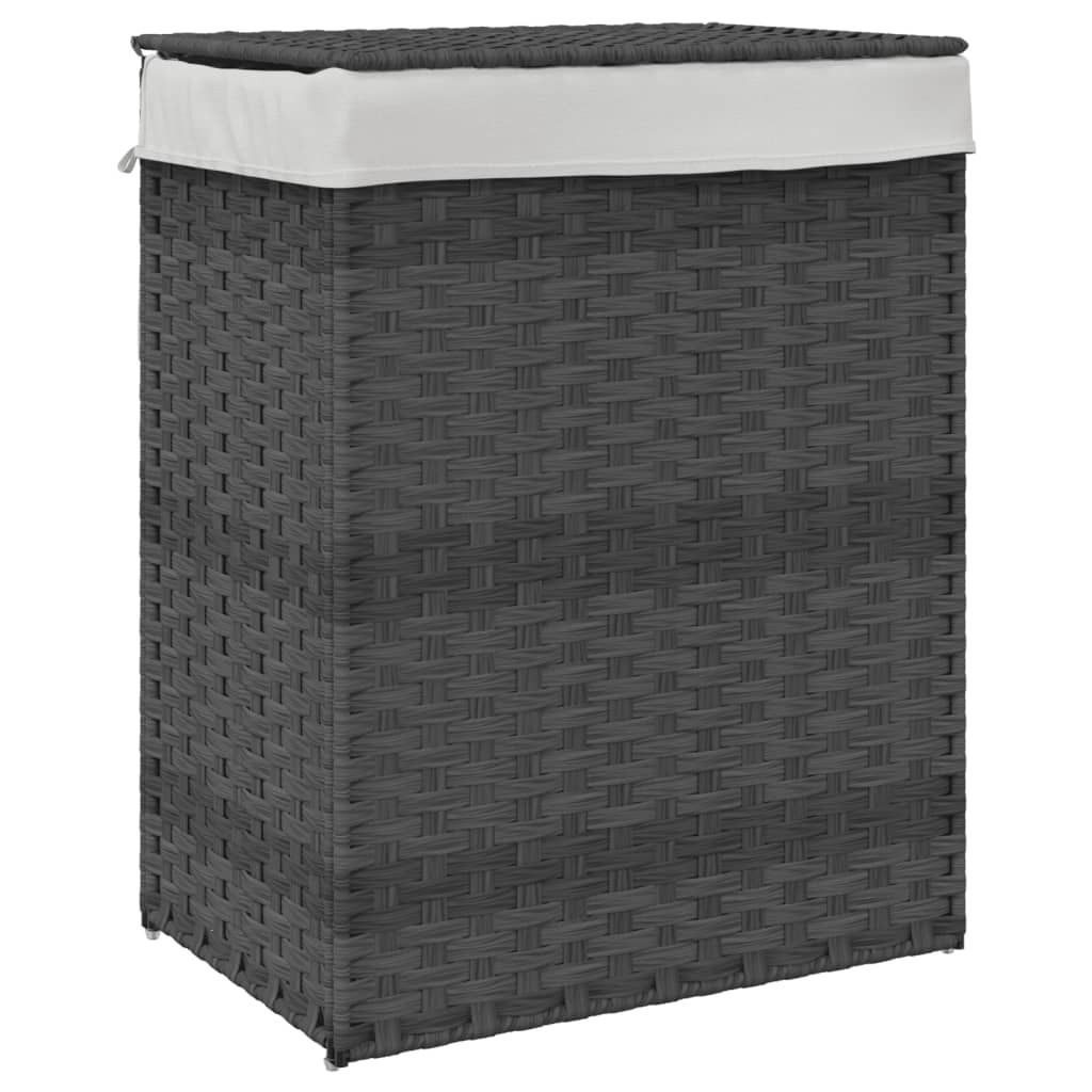 vidaXL Koš na prádlo s víkem Grey 46x33x60 cm Poly ratan Obrázek produktu 
