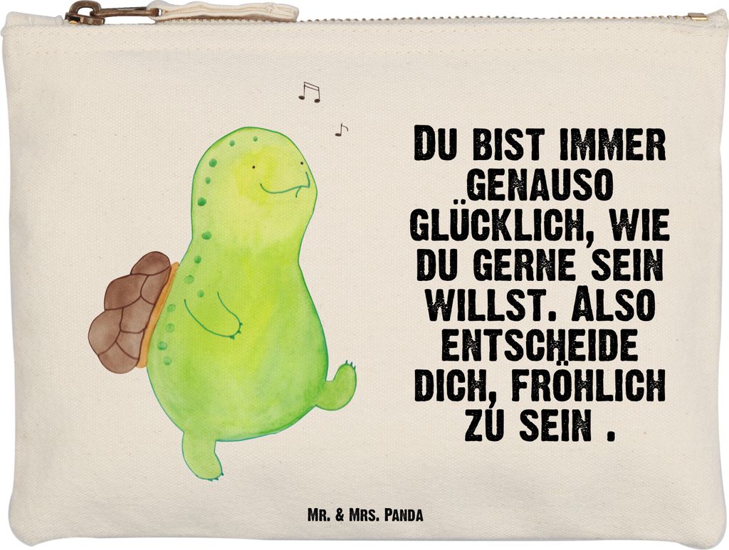 Mr. & Mrs. Panda Kulturbeutel Schildkröte Pfeifen Größe M - Weiß - Geschenk, Depression, Kulturtasche, pencil case, Schulmäppchen, Schildkröt...