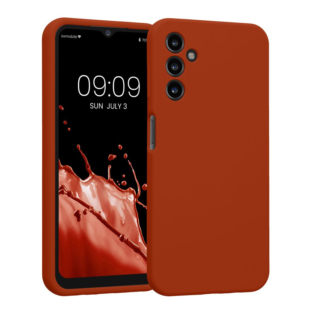 kwmobile Handyhülle kompatibel mit Samsung Galaxy A14 5G Hülle - gummierte Handy Case aus Silikon in Rusty Orange