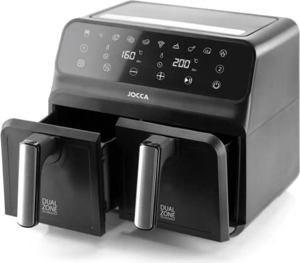 Air Fryer JOCCA 8L Double Compartiment Tactile Design Noir Pose Libre