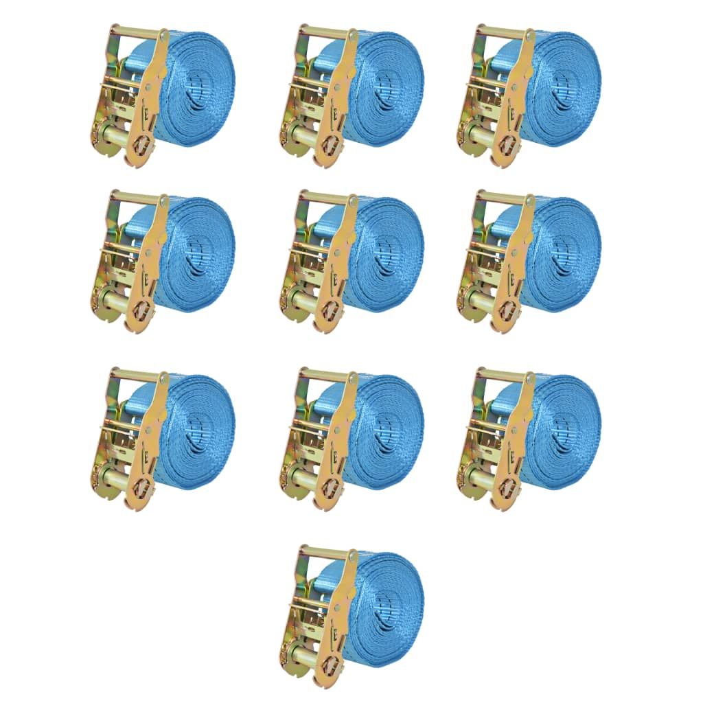 The Living Store Ratschen-Spanngurte 10 Stk. 2 Tonnen 6m×38mm Blau
