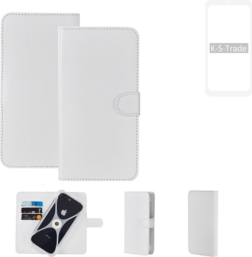 K-S-Trade Handy Hülle Schutz Hülle kompatibel mit LG Electronics G8X THinQ Cover Case Bookstyle Bumper weiß 1x