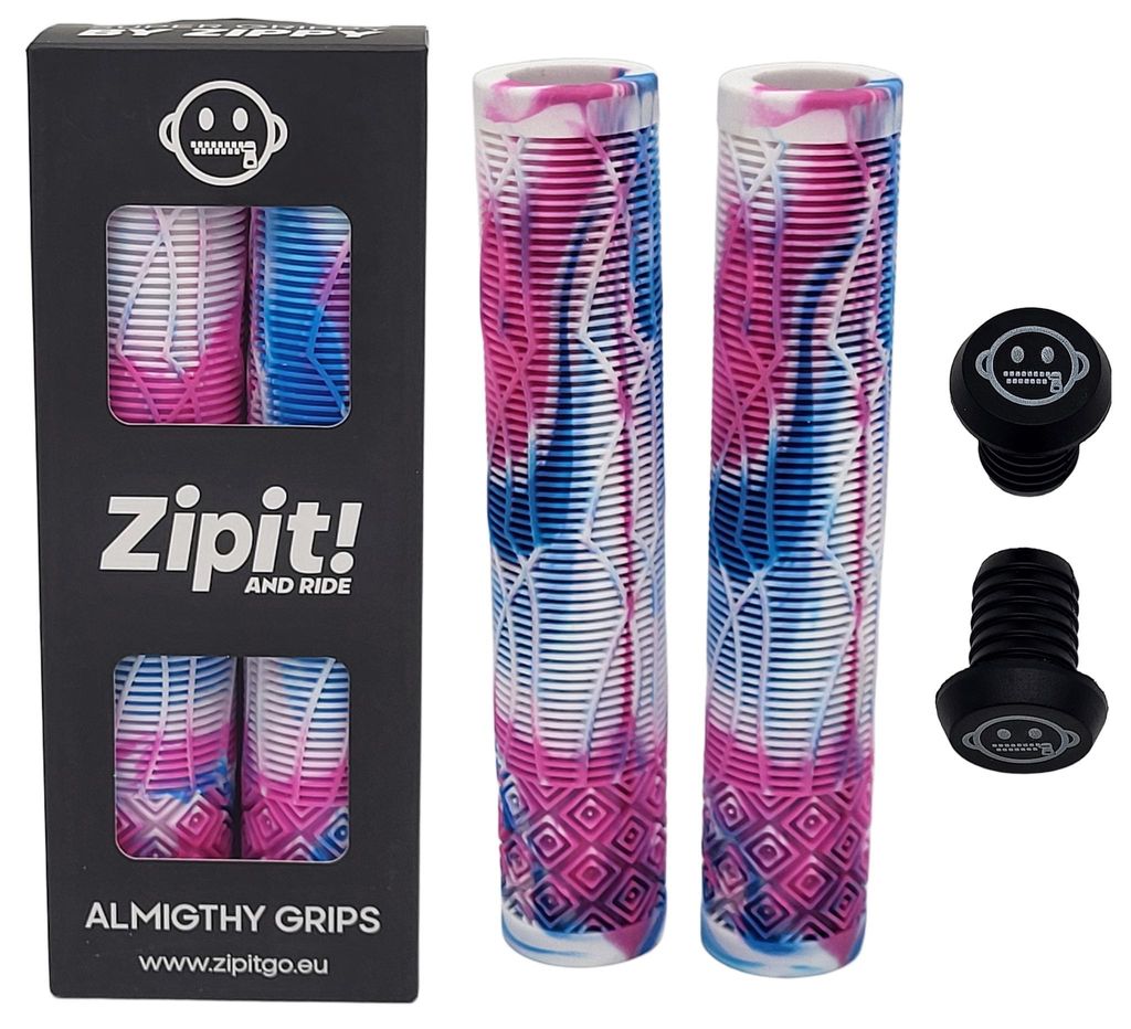 Zipit Almighty Grips 160mm Flangeless Stunt Scooter & BMX Griffe – Dreifarbig – Inklusive Lenkerenden