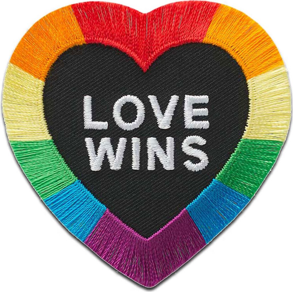 Love wins - Aufnäher, Bügelbild, Aufbügler, Applikationen, Patches, Flicken, zum aufbügeln, Größe: 6,4 x 6,3 cm
