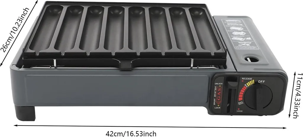 Barbecue de table à gaz portable avec plaque de cuisson et mallette bleu - 7