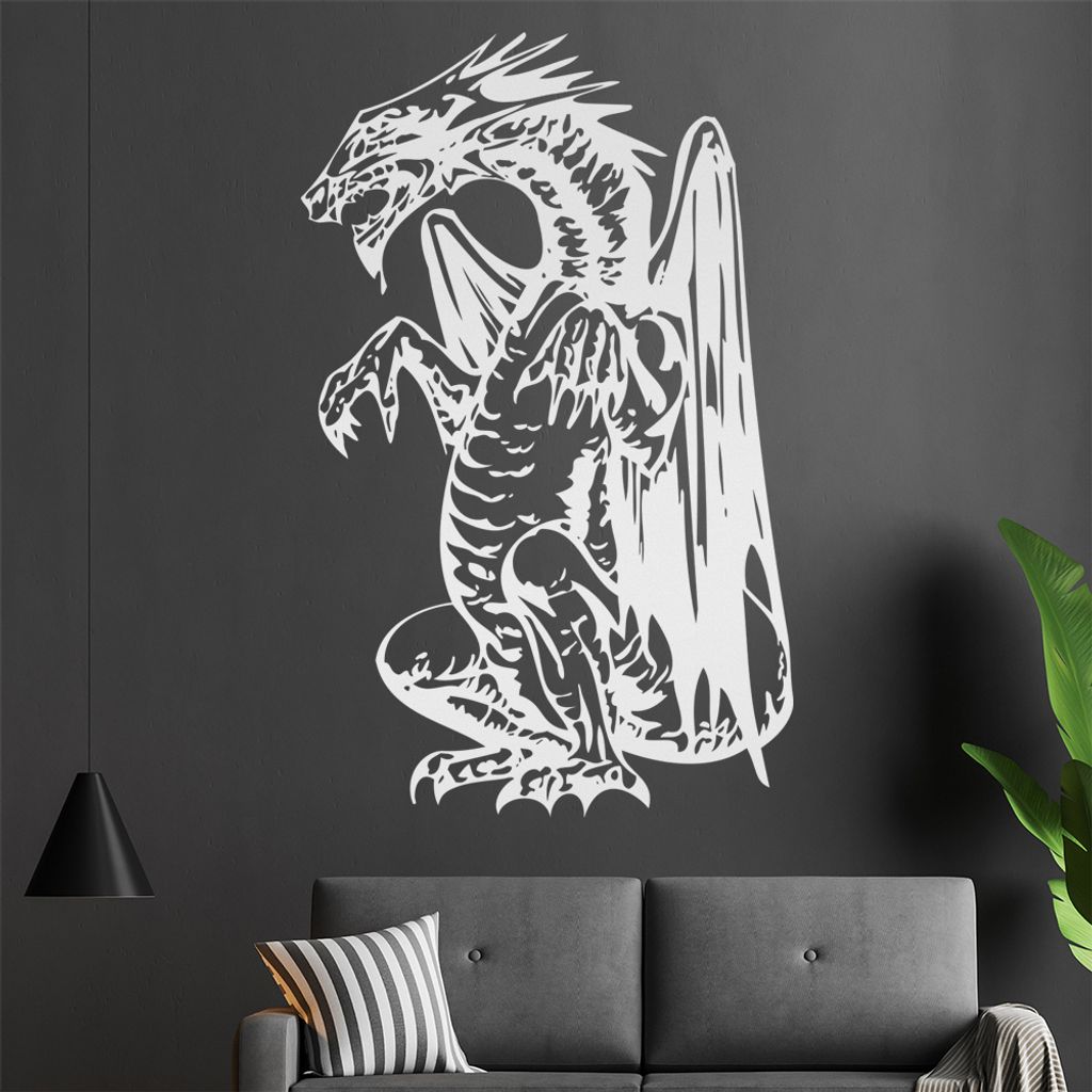 Drachen Wandtattoo in 6 Größen - Wandaufkleber Wall Sticker - Dekoration, Küche, Wohnzimmer, Schlafzimmer, Badezimmer