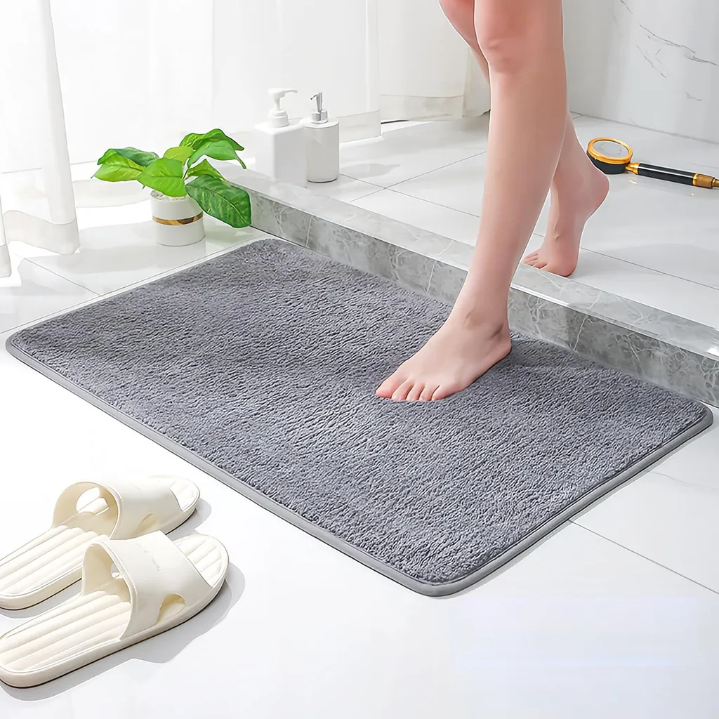 Tapis de bain en microfibre douce et antidérapante, format 50 x 80 cm