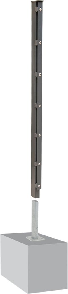 Zaunpfosten Mod. A - Ausführung: anthrazit beschichtet, für Zaunhöhe: 123 cm, Länge: 128,5 cm, Befestigungspunkte: 7