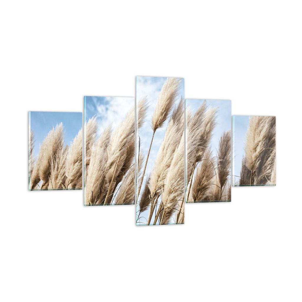 Bilder auf glas - 5 Teile - Stock Himmel Boho - 125x70cm - Glasbilder - Wandbilder - Bilder - zum Aufhängen bereit - Wanddekoration aus Glas - Gla...