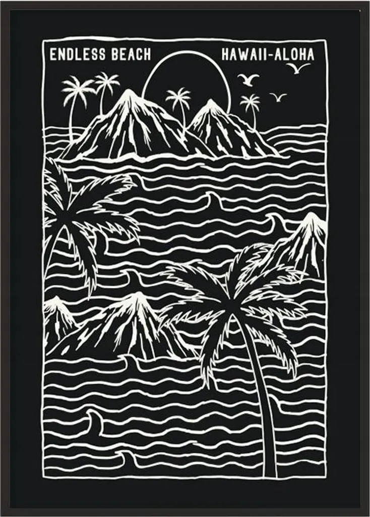 Poster Hawaii P1086 sous Cadre 53x73 cm - Impression Haute Qualité