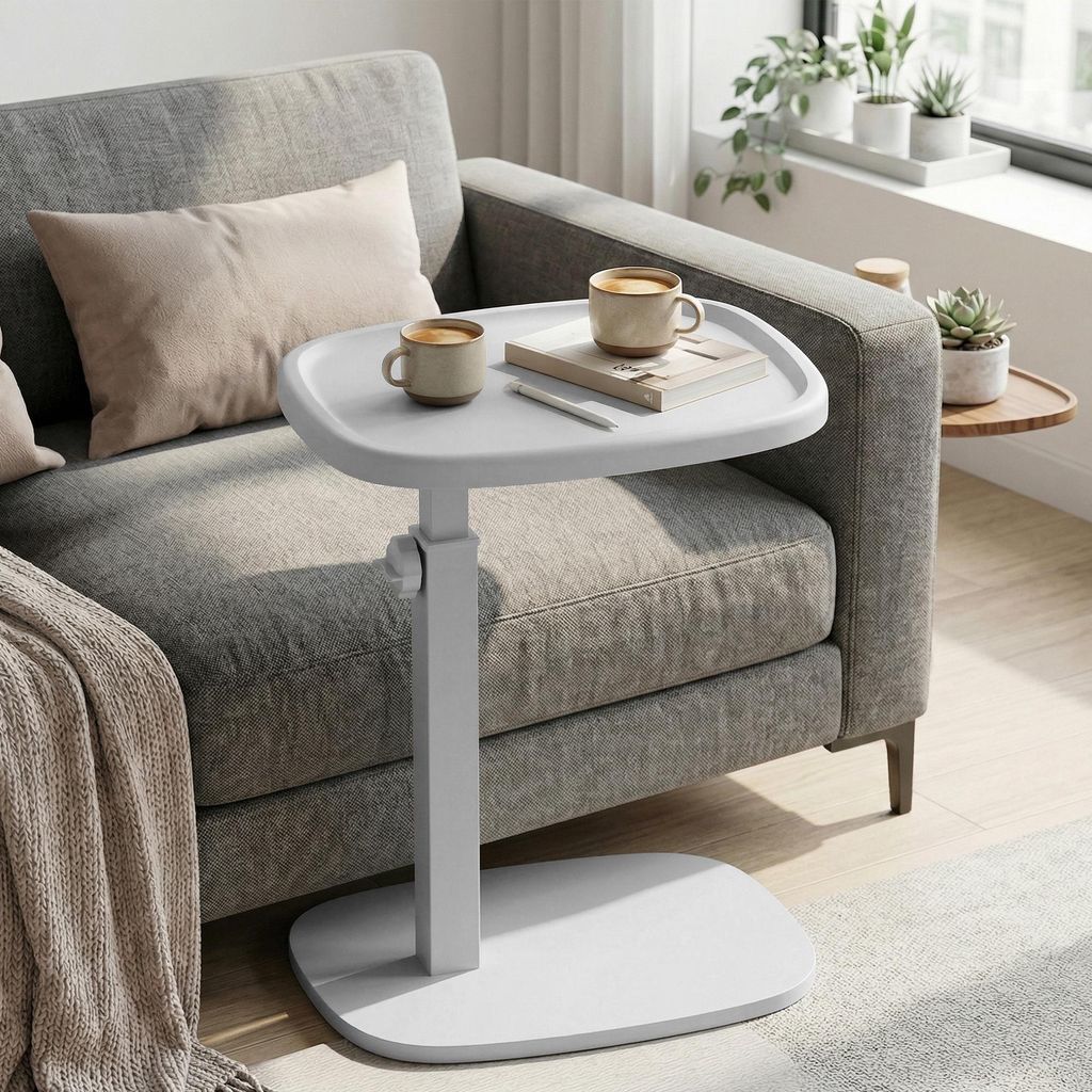 VASAGLE Sofatisch höhenverstellbar, C-Form Beistelltisch, Couchtisch für Wohnzimmer, 30 x 40 x 69 cm, weiß