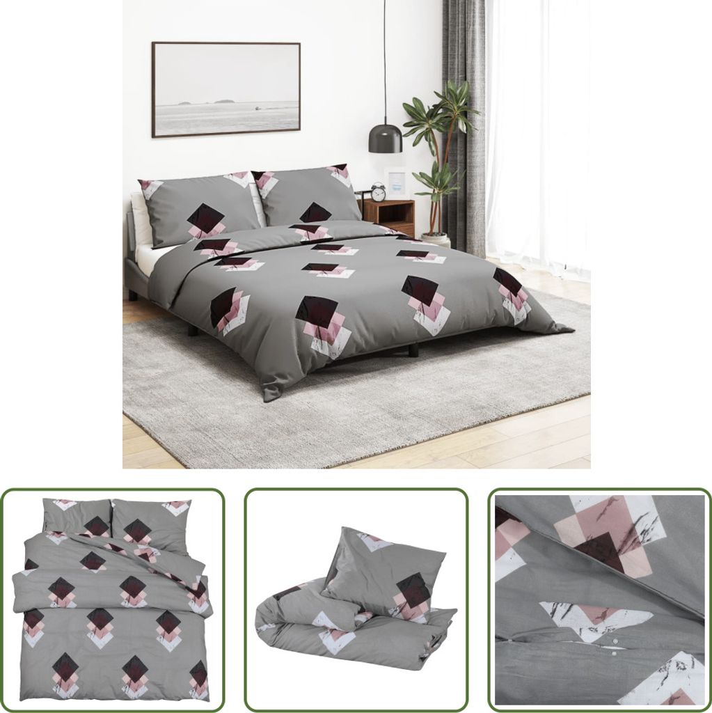 The Living Store Bettwäsche-Set Grau 140x200 cm Baumwolle