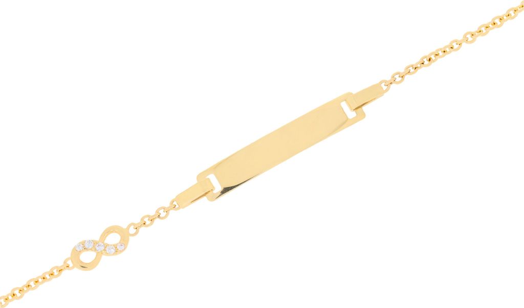 585 Gelbgold Kinder ID Armband Infinity Zirkonia Armkette Produktbild 