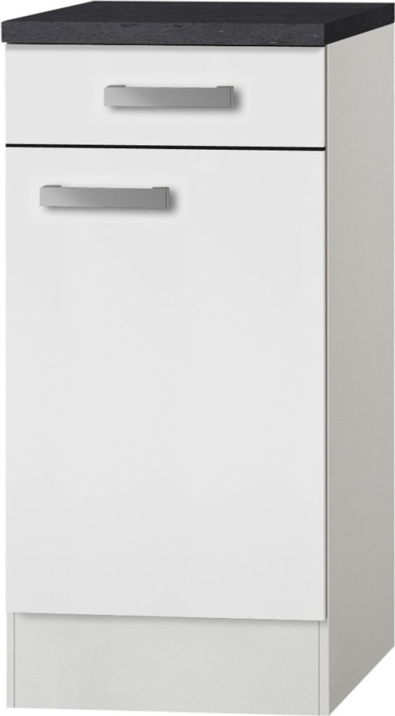 Küchen Unterschrank mit Arbeitsplatte Oslo U406-9 in weiß 40 cm breit
