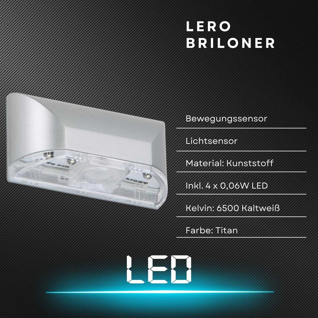 Briloner LED Wandleuchte Titan 4 x 0,06W 14lm Tageslicht Produktbild 