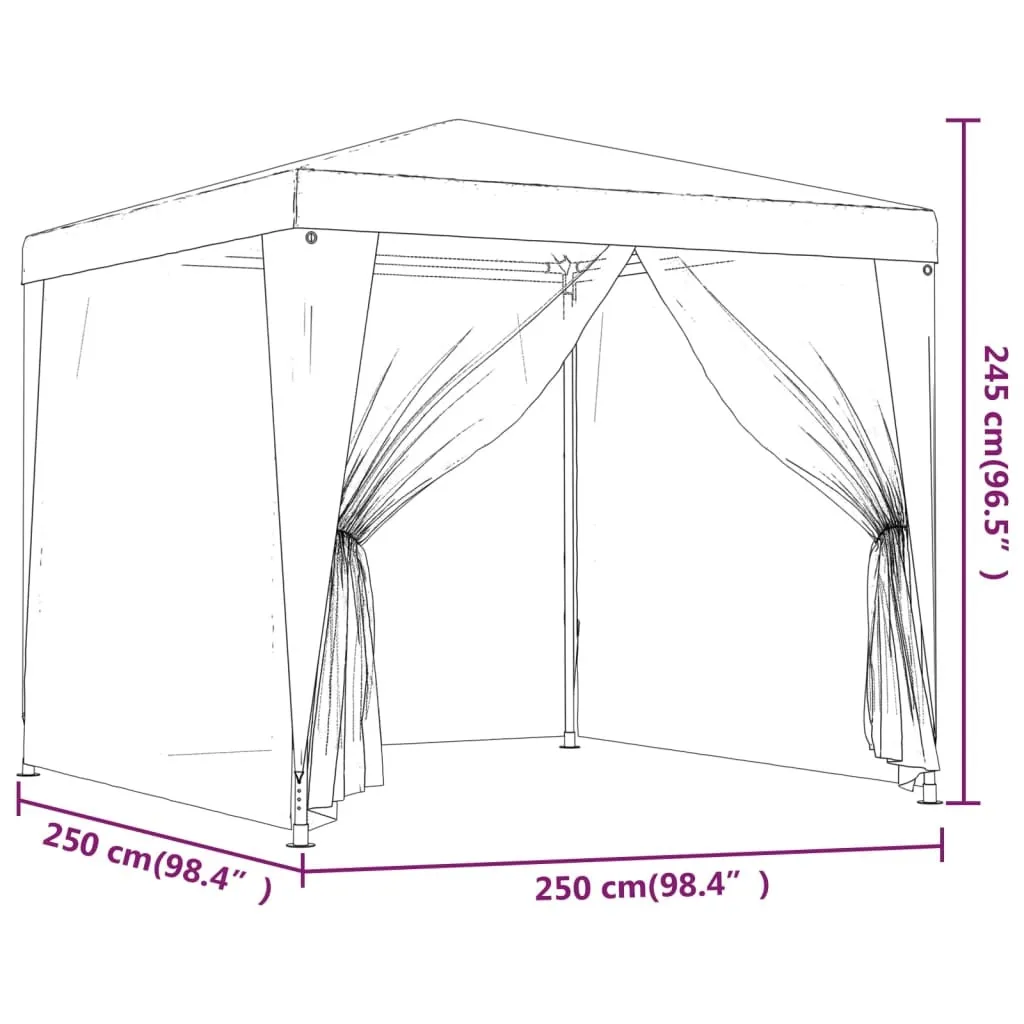 Gazebo da Giardino 2.5x2.5 m HDPE con Zanzariera - Tenda Antracite - 7