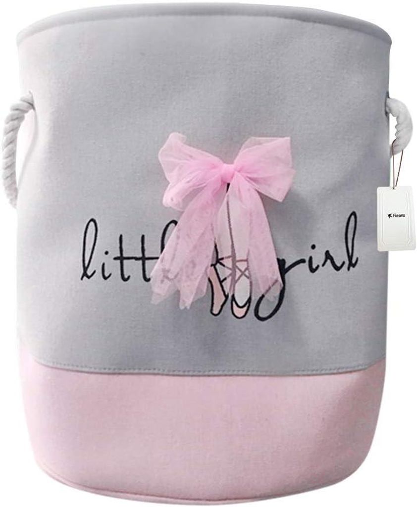 Faltbare Aufbewahrungsbox mit Griffen und Spitzenbesatz, grau, für Bücher, Spielzeug oder Kinderkleidung