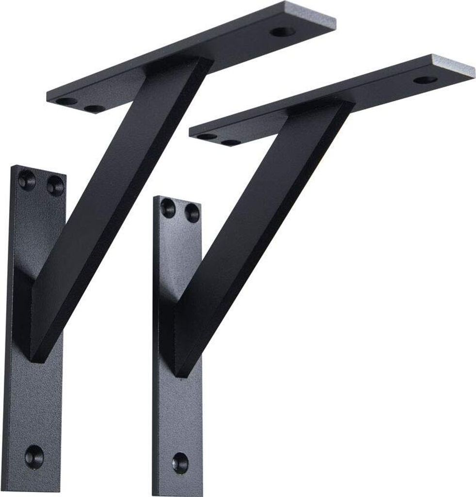 2x sossai FSHR Design Regalträger in Schwarz 180x180mm Regalwinkel Bücherregal Konsole Regal Halter