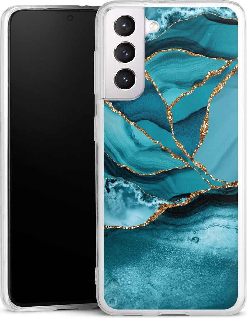 DeinDesign Handyhülle für Samsung Galaxy S21 5G Silikon Hülle Case Smartphone Schutzhülle Edelstein Glitzer Look Marmor