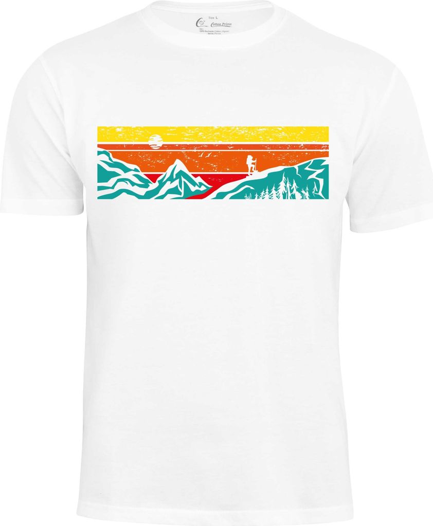 Cotton Prime T-Shirt mit Bergen Lets Hiking L weiss