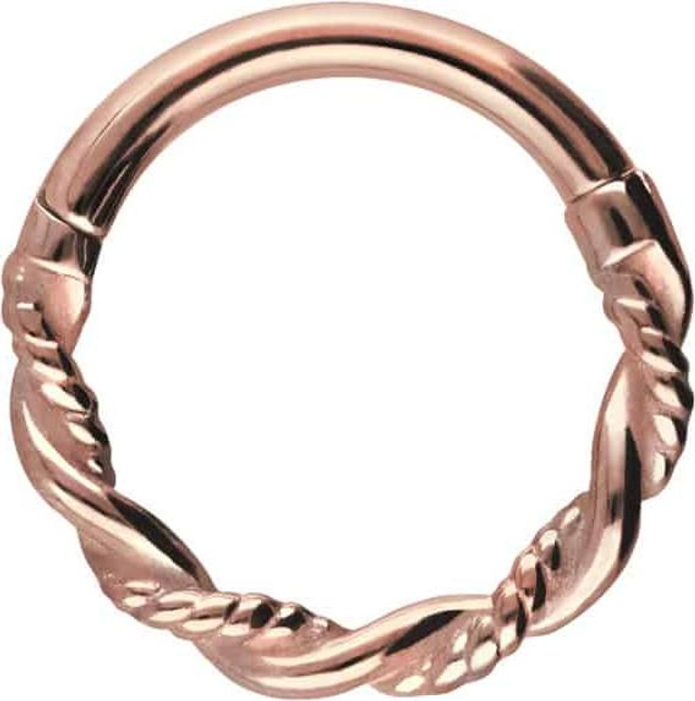 Ohrpiercing, Nasenpiercing, Septum Piercing Chirurgenstahl Segmentring Clicker DOPPELT GEDREHT RoséGold Innendurchmesser: 7mm + Stabstärke: 1,2mm