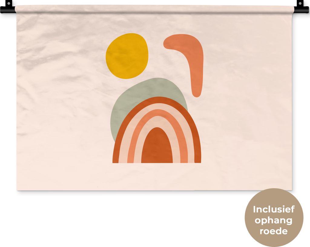MuchoWow Wandteppich Wandbehang Sommer - Pastell - Regenbogen 60x40 cm Tapisserie Dekoration Wandtuch - Wanddekorationen