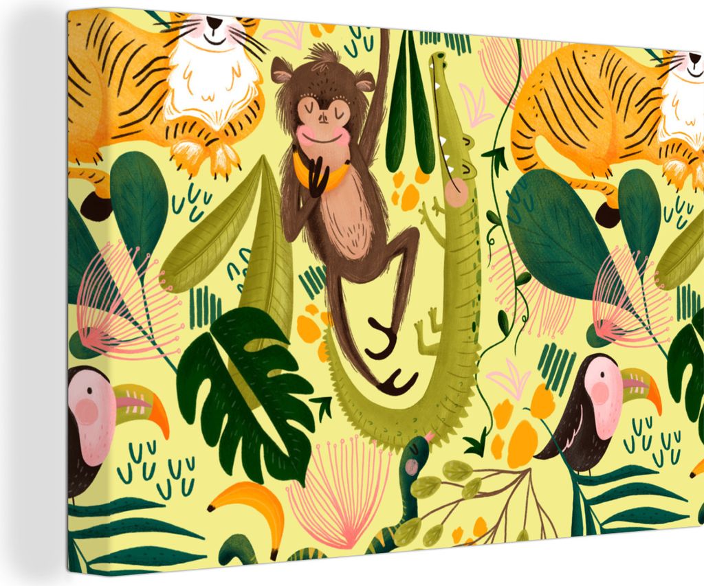 OneMillionCanvasses - Leinwandbilder - 150x100 cm, Tiere - Dschungel - Gelb, Wandbilder Kunstdruck Wanddekoration