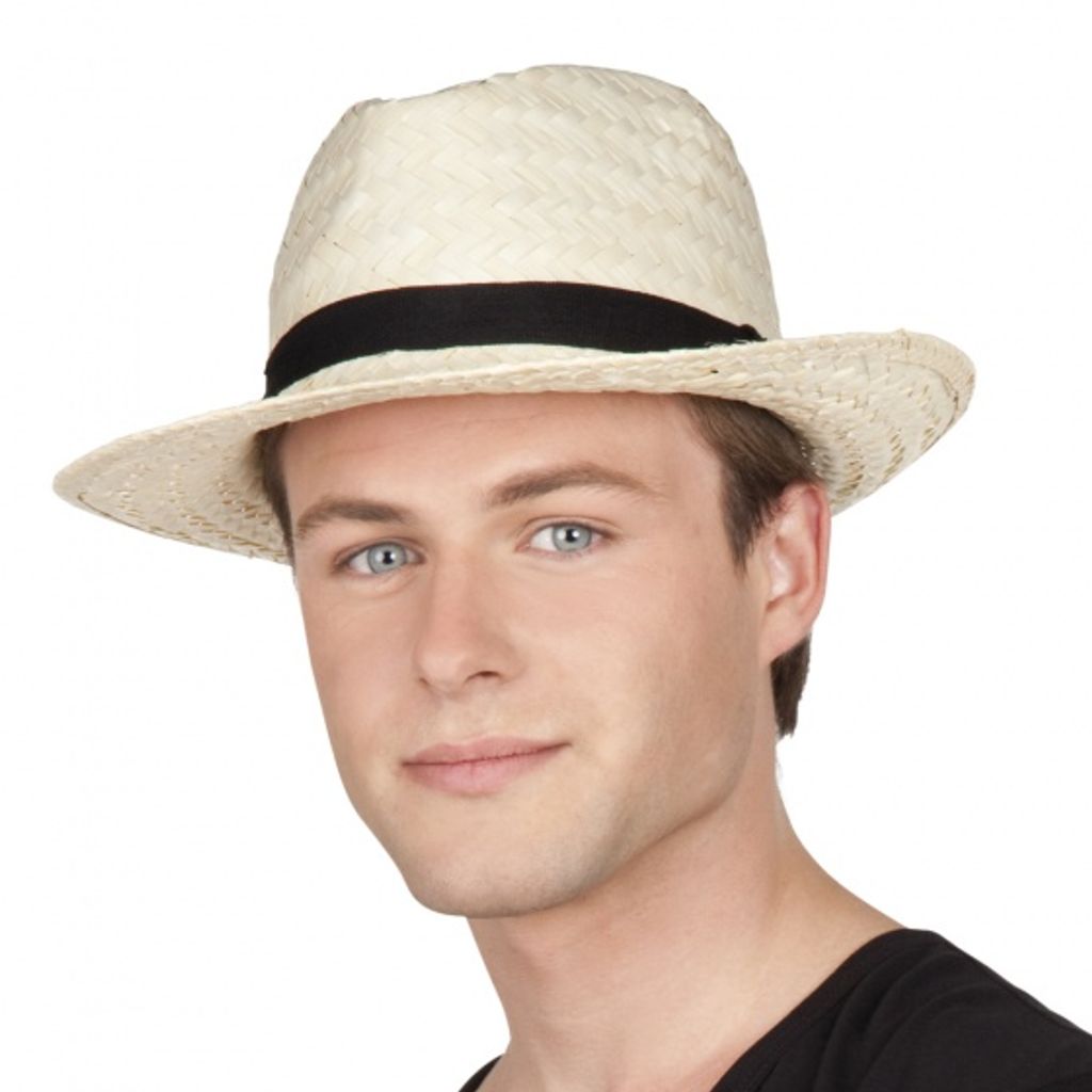 Cappello di paglia classico con fascia nera Immagine del prodotto 