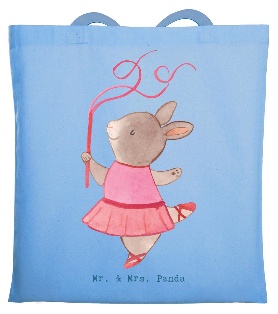Mr. & Mrs. Panda Jutebeutel Balletttänzerin Herz - Sky Blue - Geschenk, Ballerina, Ballett, Tanzen, Laptoptasche, Stoffbeutel, Tasche, Schultasche...