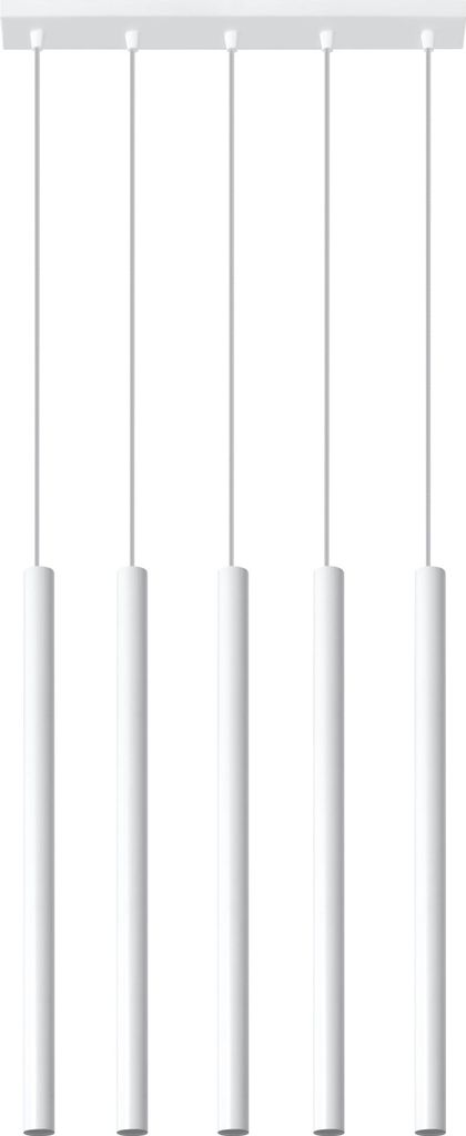 Hängelampe Weiß Metall 5-flammig G9 Modern schmal Hängeleuchte Küche Esstisch Wohnzimmer