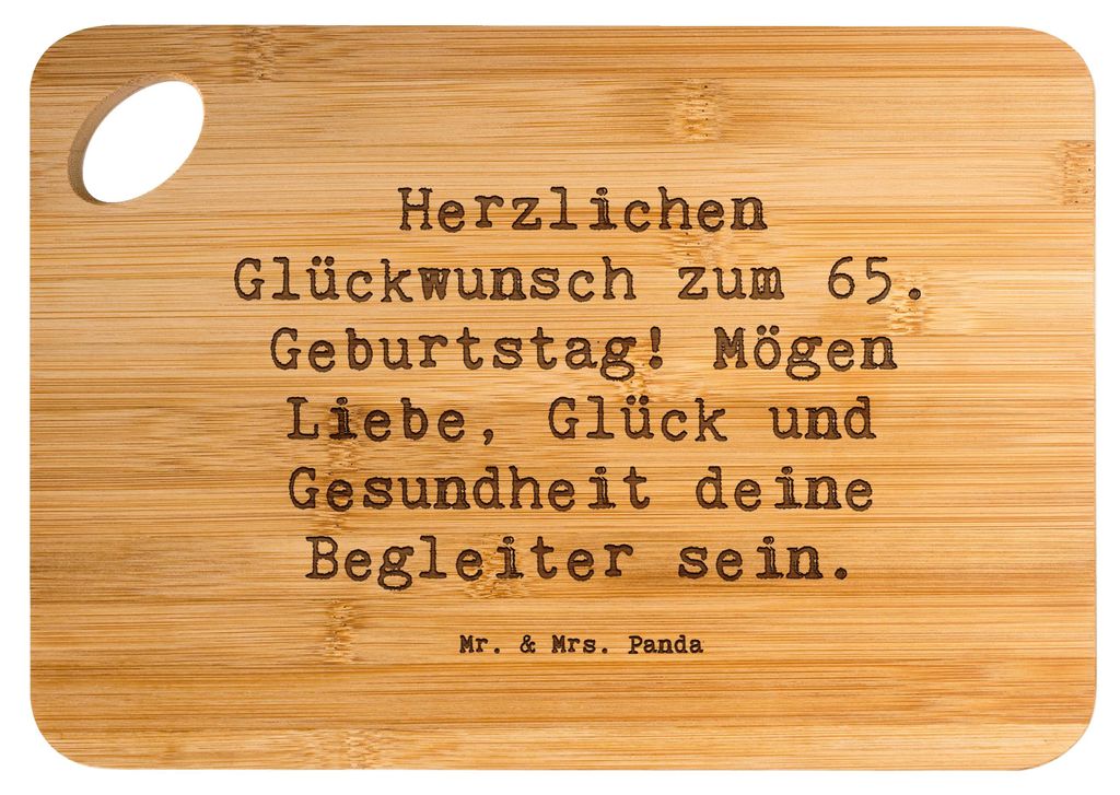 Mr. & Mrs. Panda jausenbrett Spruch 65. Geburtstag - Transparent - Geschenk, Freude, Frühstücksbrett, Brett, Herzlichen Glückwunsch, vesperbrett...