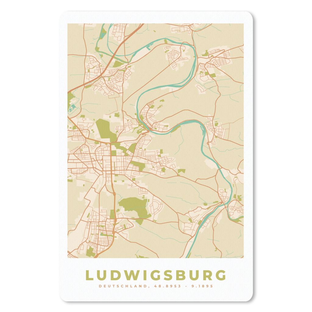 MuchoWow Mauspad Mousepad Ludwigsburg - Karte - Stadtplan - Vintage 40x60 cm - Mousepads - Maus Mat - Pad - Mausunterlage - Schreibtisch Accesoire
