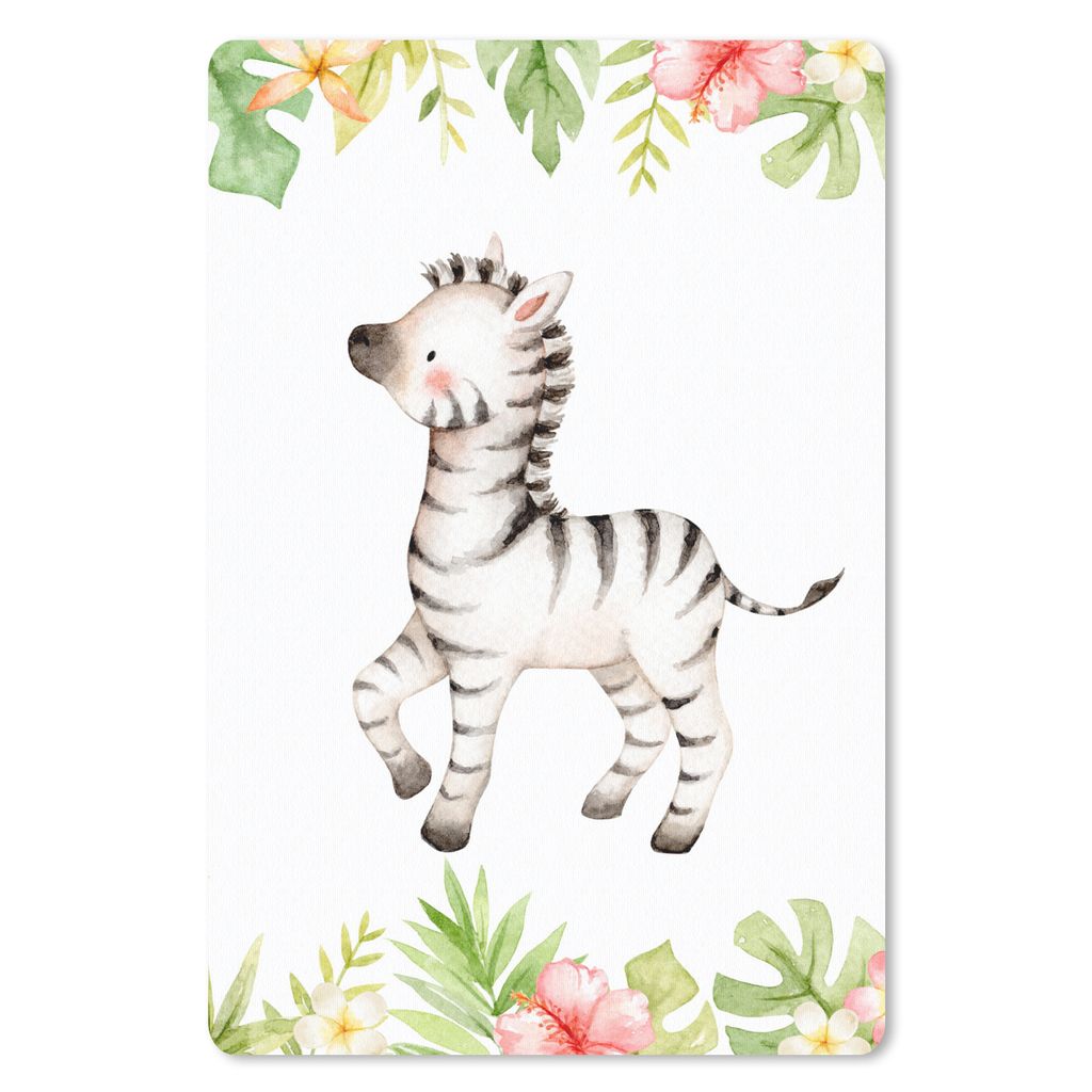 MuchoWow® Mauspad Mousepad Zebra - Dschungel - Blumen - Produktbild 