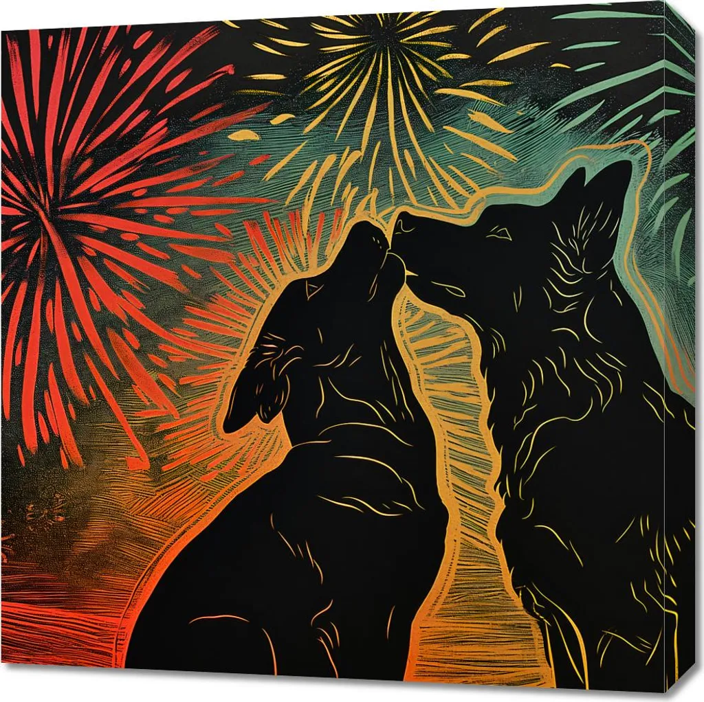 Offerta Quadro Moderno 60x60 Abbraccio Canino - Prezzo Shock