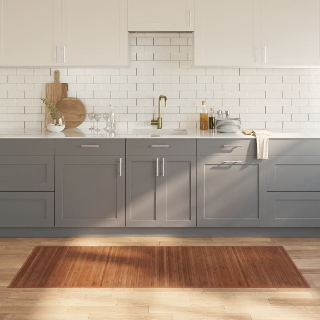 Möbel Teppich Rechteckig Braun 80x200 cm Bambus - Designerteppiche 376908