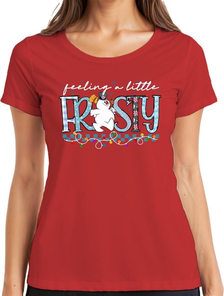 Feeling A Little Frosty Snowman Weihnachten Lustig Geschenk Damen T-Shirt, Rot, XL