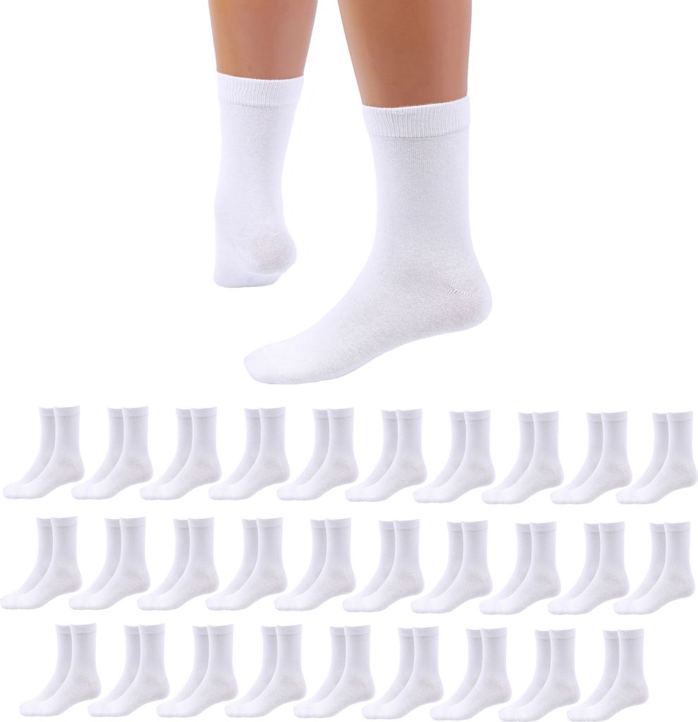 Betz 30 Paar Socken Damen und Herren – Baumwolle mit Komfortbund ohne drückende Naht – Classic – Farbe Weiß
