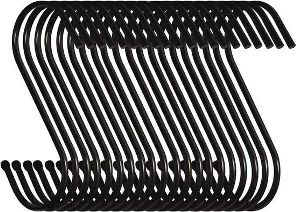 Lot de 20 crochets en S 9 cm en métal noir - Crochet robuste et stable