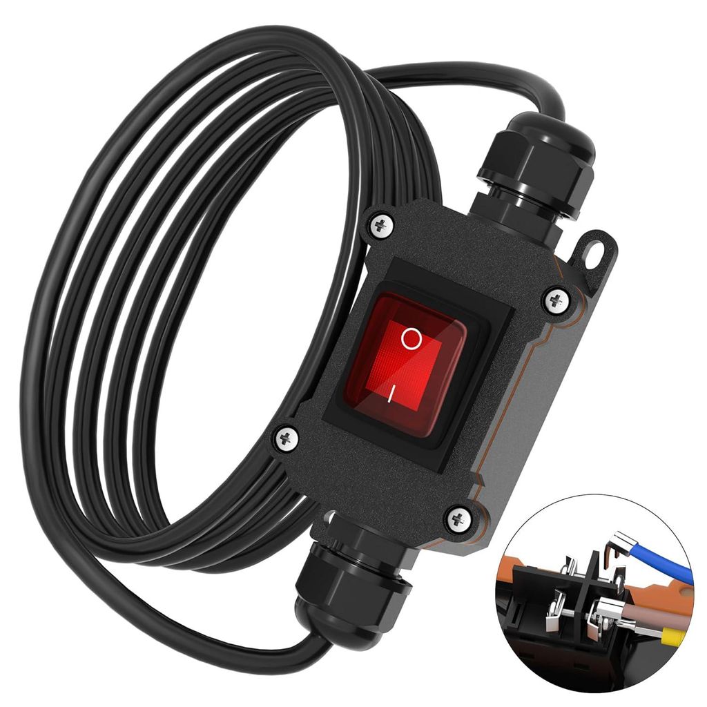 12V 20A Inline Kabelschalter IP66 Wasserdichter Ein-Aus-Schalter Schnurschalter