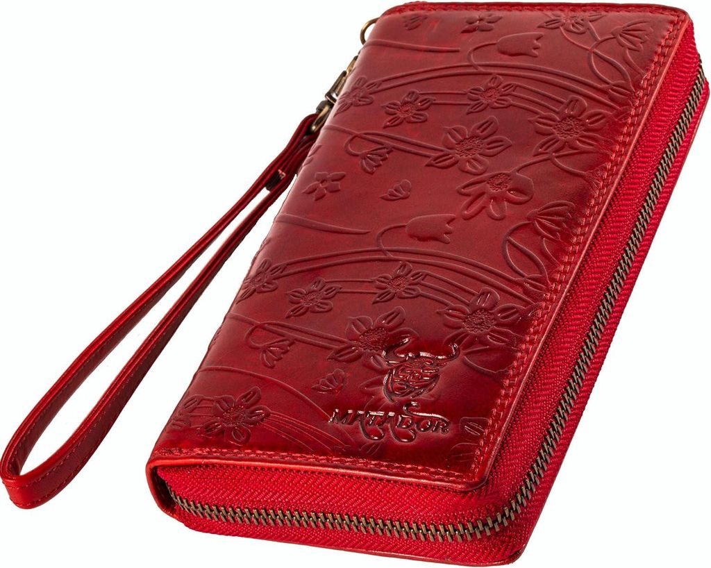 Damen Geldbörse Leder mit RFID-Schutz, Eleganter Geldbeutel mit vielen Kartenfächern, Luxus Portemonnaie, Handgefertigt, Geschenkbox für Frauen