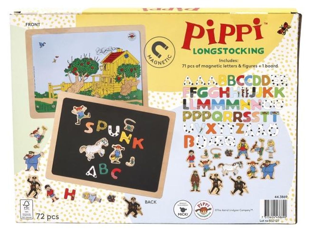 Kinderboeken Pippi Magnettafel - Spielset mit 71 Magneten für Kinder