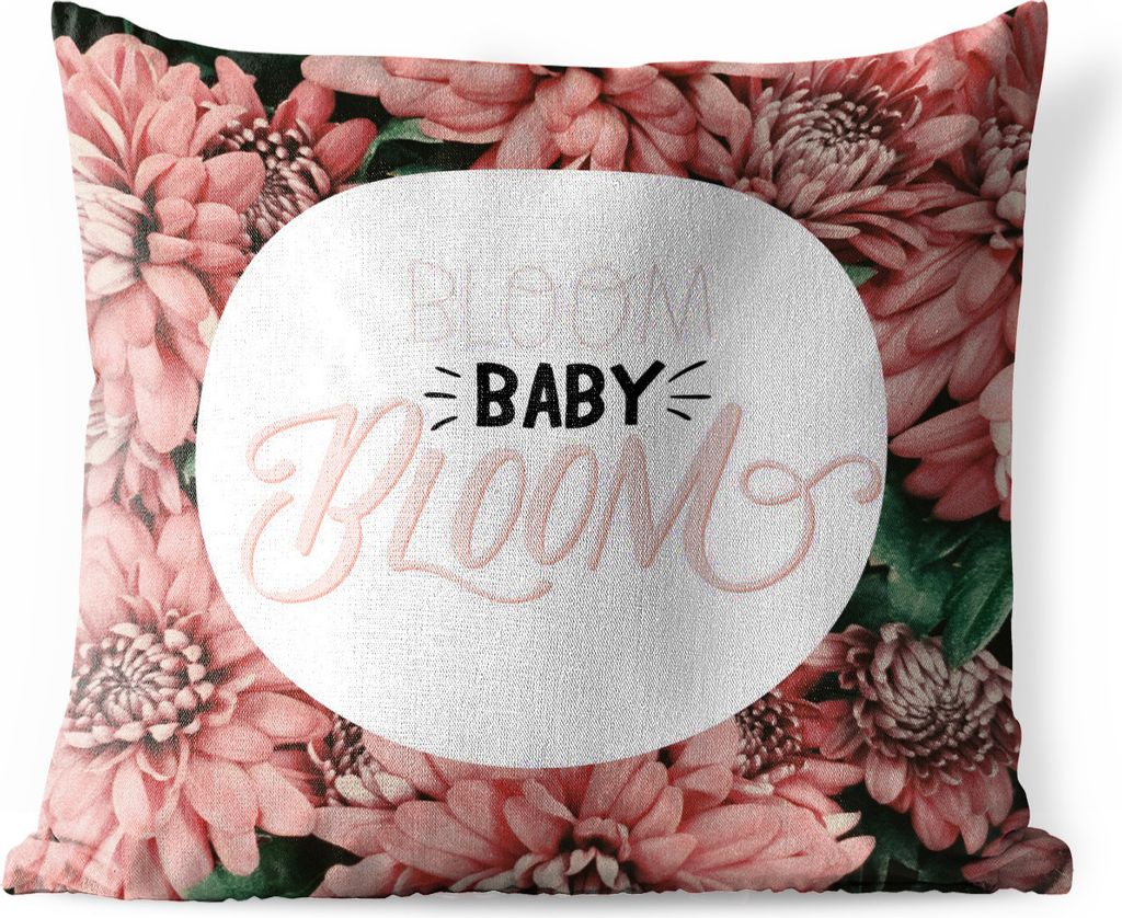 MuchoWow Outdoor Kissen - Sprichwörter - 'Bloom baby bloom' - Zitate - 40x40 cm - Wetterfest - Lounge Kissen - Kopfkissen - Interieur - Polster ...