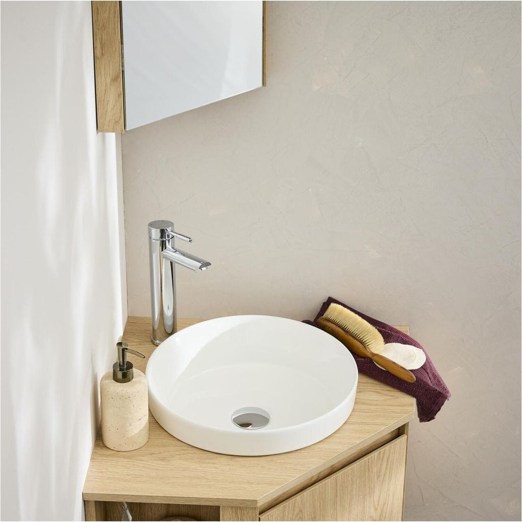 DORO 36 cm rundes Einbauwaschbecken aus weißer Keramik