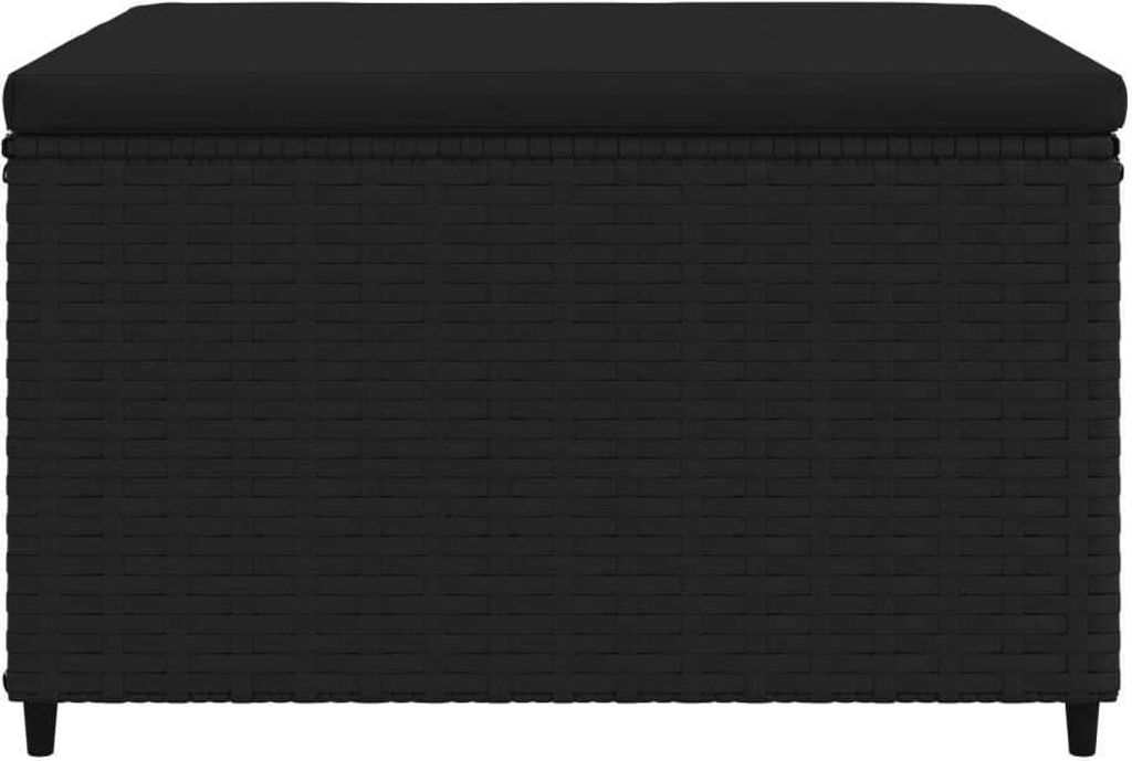 vidaXL Záhradná stolička s vankúšom 2 ks Black Poly Rattan Obrázok produktu 3