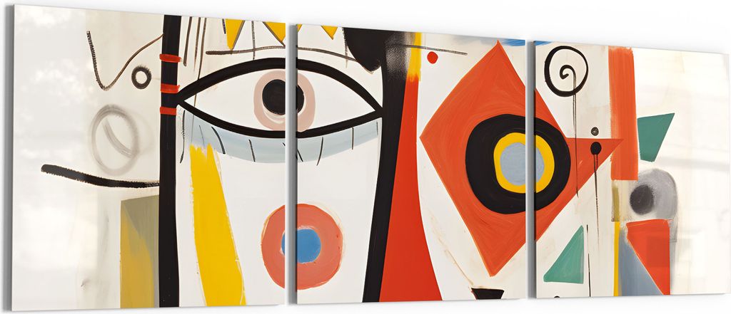 DEQORI Glasbild Echtglas 3x50x50 cm 'Abstrakte Visage' Wandbilder XXL groß